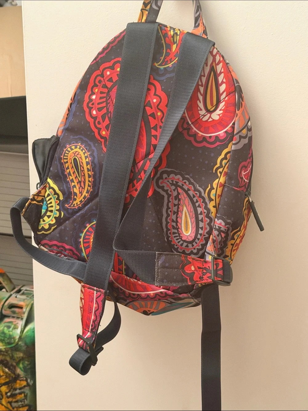Vera Bradley Black Backpack with Multicolor Paisley Accents
